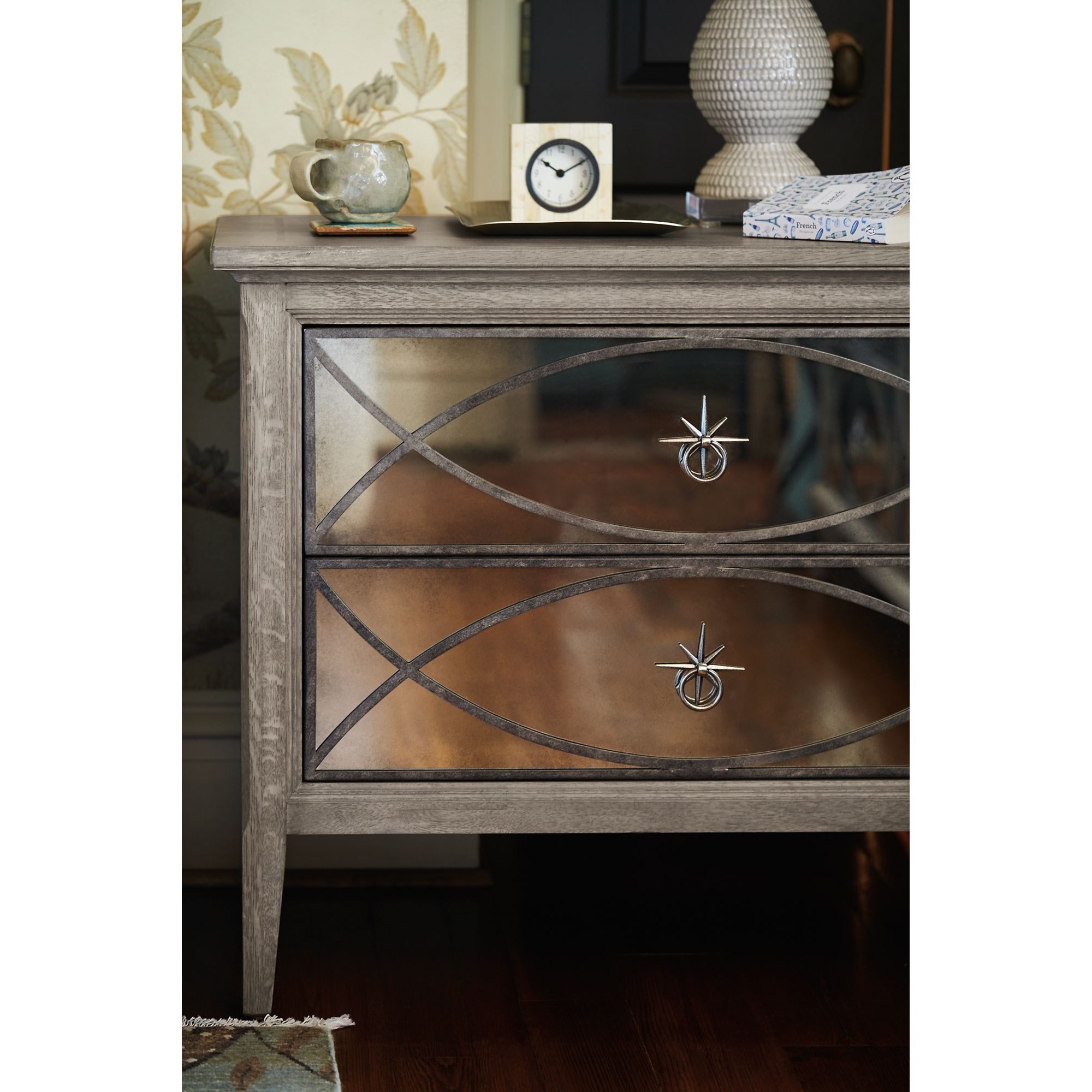 Bernhardt Marquesa 359234N Nightstand with Antique Mirror Drawer